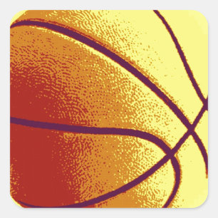Sticker Carré Basket-ball Jaune Orange
