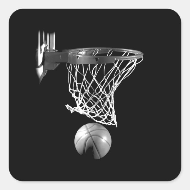 Sticker Carré Basket-ball noir et blanc (Devant)