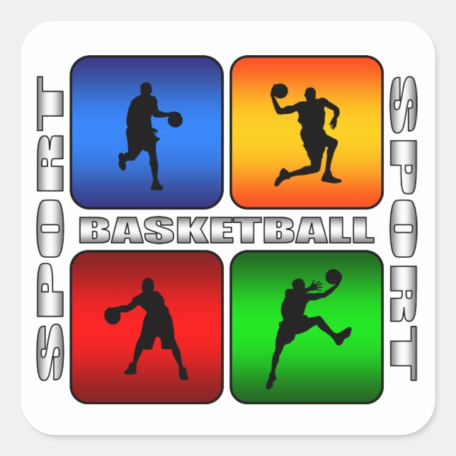 Sticker Carré Basket-ball spectaculaire (Devant)