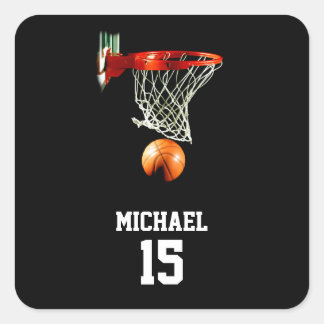 Sticker Carré Basket-ball Votre nom