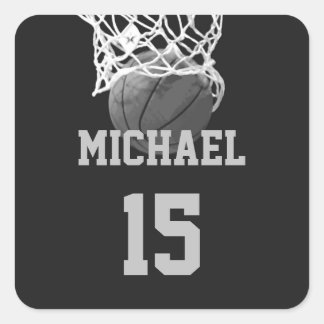 Sticker Carré Basket-ball Votre nom
