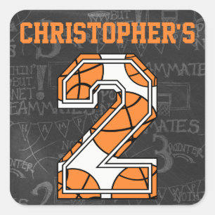 Sticker Carré Basketball Chalkboard 2e anniversaire