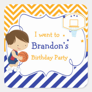 Sticker Carré Basketball Cute Brown Hair Boy 'Je suis allé à