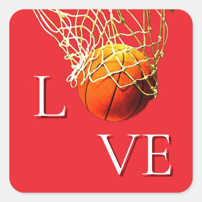 Sticker Carré Basketball I Love (Devant)