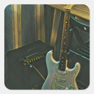 Sticker Carré basse acoustique guitare électrique cadeau