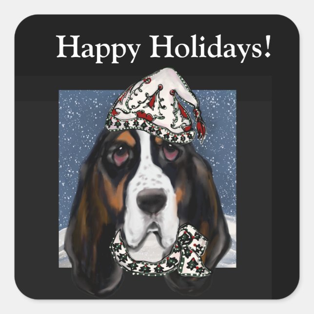 STICKER CARRÉ BASSET. CHIEN DE GARDE  (Devant)
