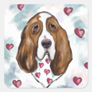 STICKER CARRÉ BASSET HOUND