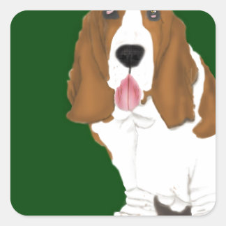 Sticker Carré Basset Hound