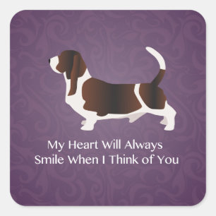 Sticker Carré Basset Hound Penser à votre design