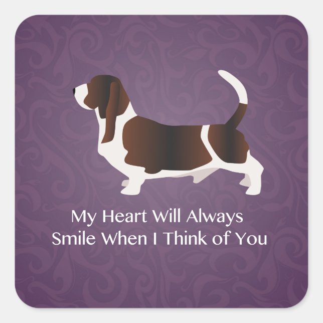 Sticker Carré Basset Hound Penser à votre design (Devant)