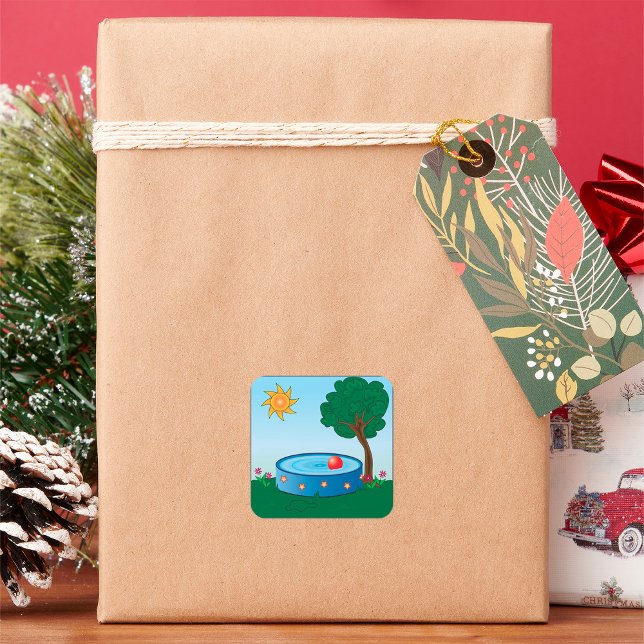 Sticker Carré Bassin Enfants Sous Un Arbre (Créateur téléchargé)