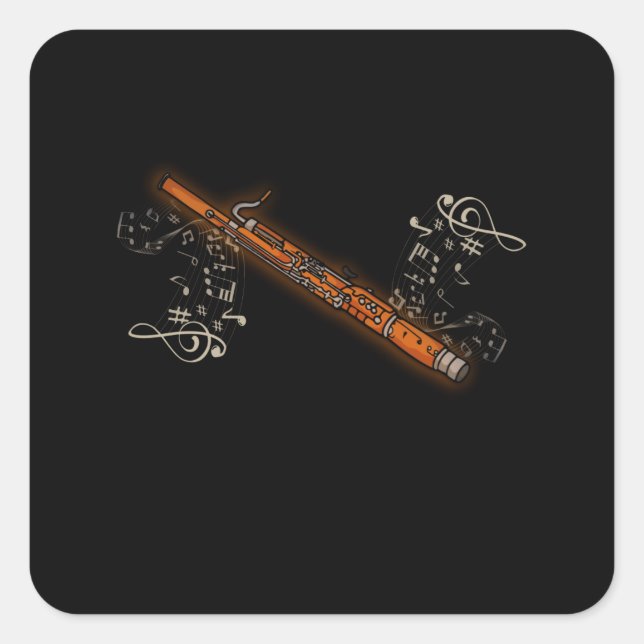 Sticker Carré Bassoon Player Cadeau Musique Big Band Jazz Music (Devant)