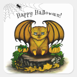 Sticker Carré Bat d'Halloween mignonne