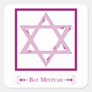 Sticker Carré bat mitzvah (élégance d'étoile de David)