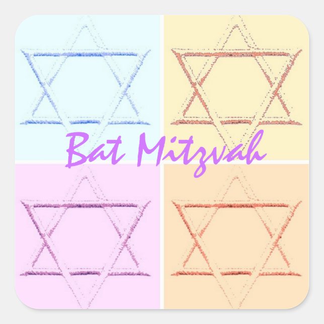 Sticker Carré Bat mitzvah/Étoile de David (Devant)