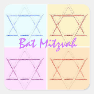 Sticker Carré Bat mitzvah/Étoile de David