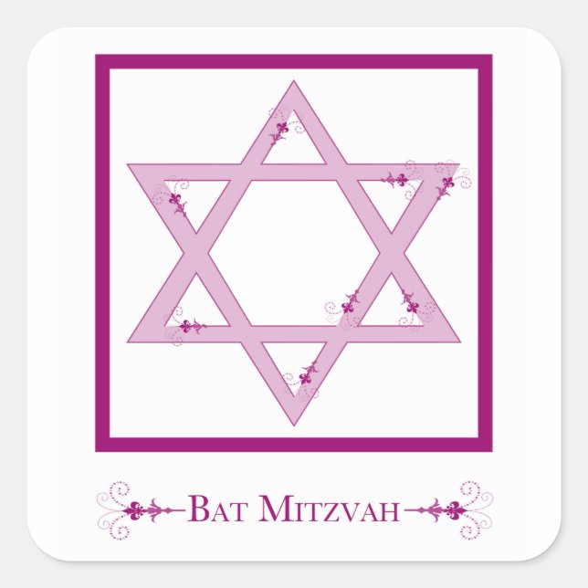 Sticker Carré bat mitzvah (étoile de david elegance) (Devant)