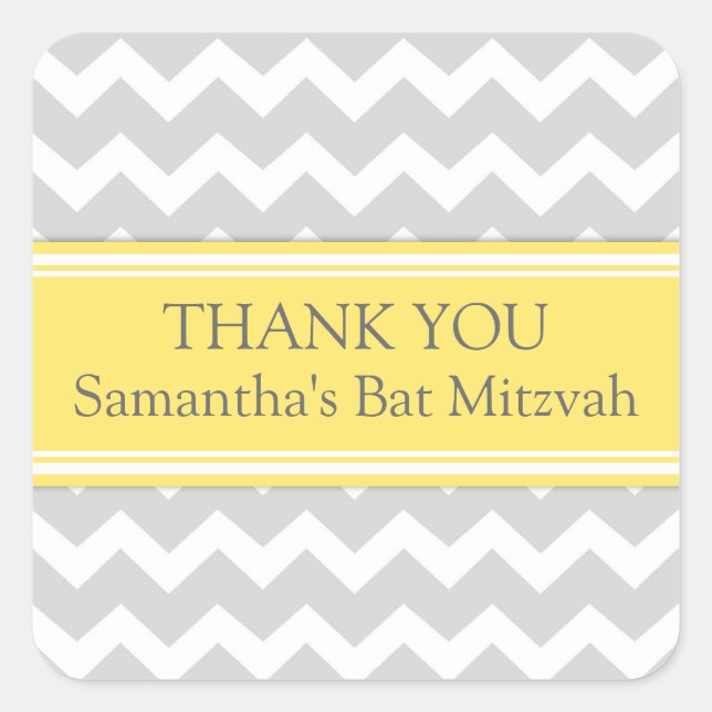 Sticker Carré Bat mitzvah Merci Personnalisé Nom Favoriser Tags  (Devant)