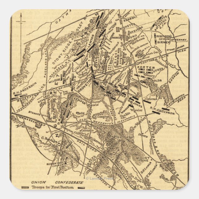 Sticker Carré Bataille de Bull Run 3 (Devant)