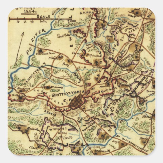 Sticker Carré Bataille de Spotsylvania Court House (Devant)