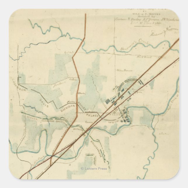 Sticker Carré Bataille de Stones River - Guerre civile Panoramiq (Devant)