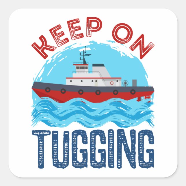 Sticker Carré Bateau à remorquage Continuer à monter (Devant)