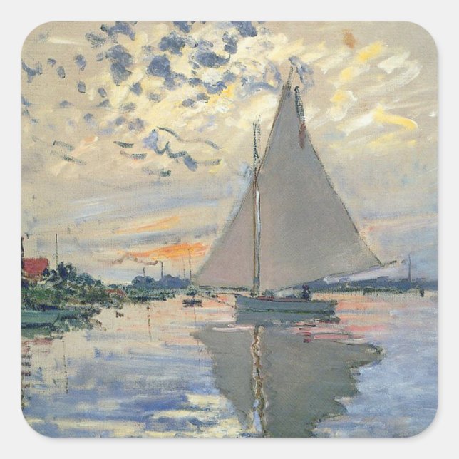 Sticker Carré Bateau à voile de Monet Impressionnisme français A (Devant)