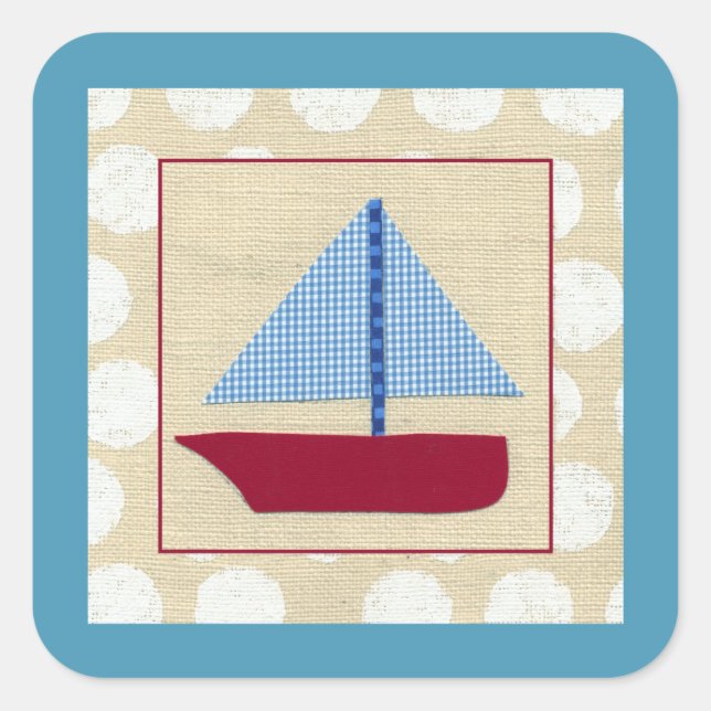 Sticker Carré Bateau à voile pour enfants par Chariklia Zarris (Devant)