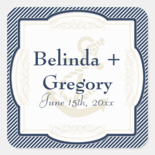 Sticker Carré Bateau Ancre nautique Diagonal Stripes Swirl Moder