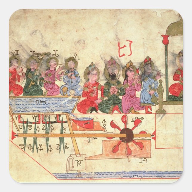 Sticker Carré Bateau avec Automata, illustration (Devant)