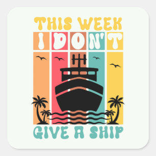 Sticker Carré Bateau de croisière amusant