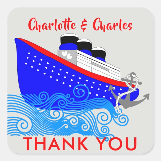 Sticker Carré Bateau de croisière nautique Personnalisé (Devant)