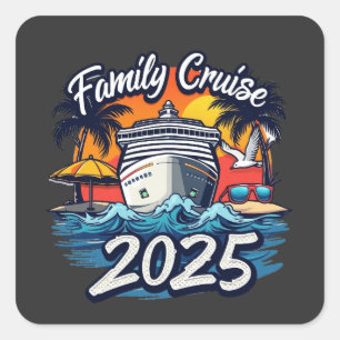 Sticker Carré Bateau Family Cruise 2025 Family Matching