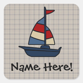 Sticker Carré Bateau nautique personnalisé Bleu/Tan Boy's