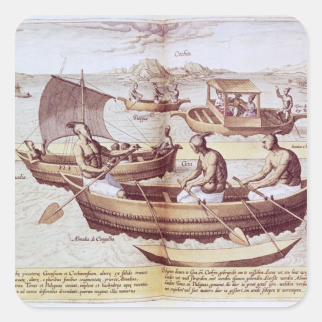 Sticker Carré Bateaux à Goa (Devant)