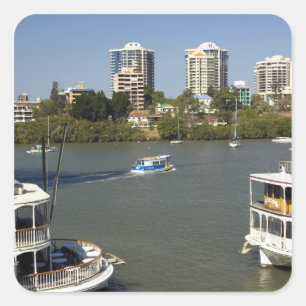 Sticker Carré Bateaux à roues à aubes, Brisbane River, Brisbane,