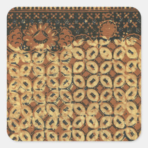 Sticker Carré Batik Earthy Coffee Bean Élégant Rustique robuste