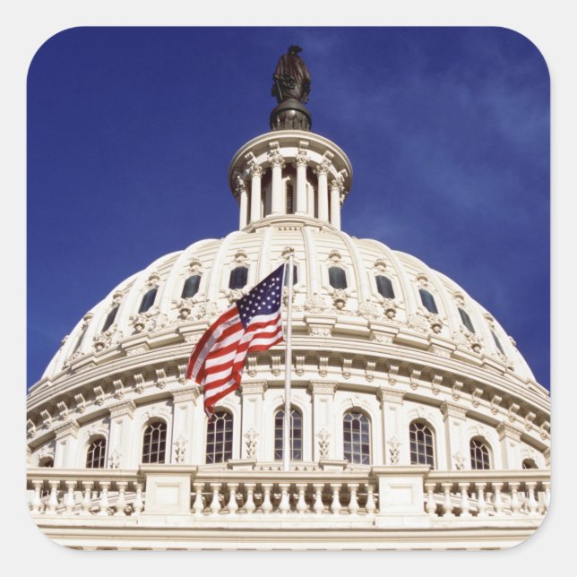 Sticker Carré Bâtiment capitole américain, Washington DC (Devant)
