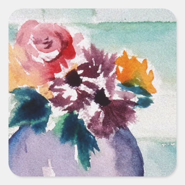 STICKER CARRÉ BÂTIMENTS À FLEURS (Devant)