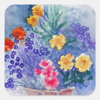 STICKER CARRÉ BÂTIMENTS À FLEURS