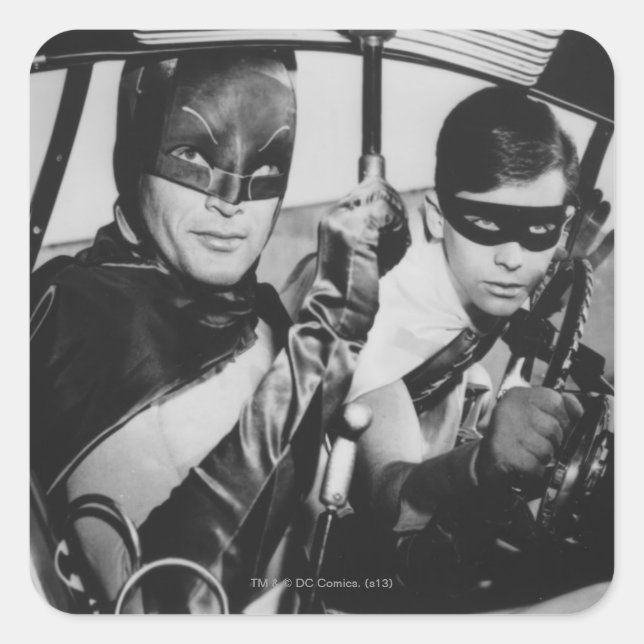 Sticker Carré Batman and Robin In Batmobile (Devant)