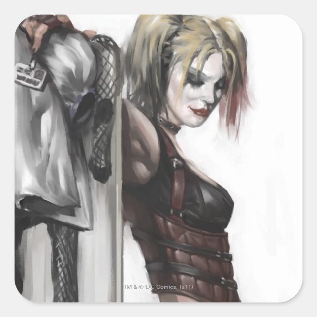 Sticker Carré Batman Arkham City | Harley Quinn Illustration (Devant)