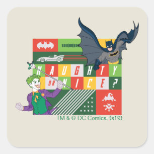 Sticker Carré Batman contre Joker "Naughty or Nice"