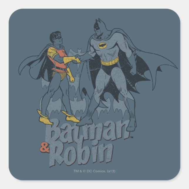 Sticker Carré Batman Et Robin Distressed Graphisme (Devant)