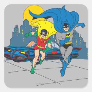 Sticker Carré Batman Et Robin En Course