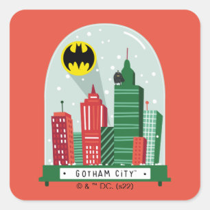 Sticker Carré Batman Gotham City™ - Graphique du Globe des neige