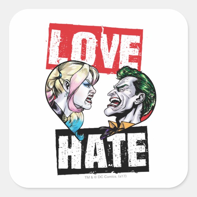 Sticker Carré Batman | Harley Quinn & Joker Love/Hate (Devant)