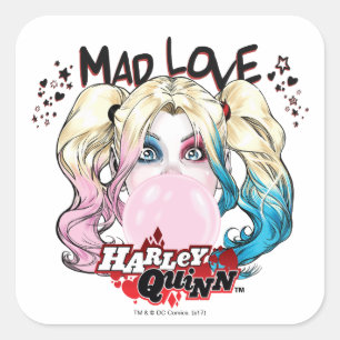 Sticker Carré Batman Mad Love Harley Quinn Chewing Bubble Gum