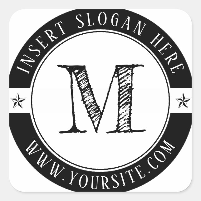 Sticker Carré Bâton Carré rond Monogramme professionnel personna (Devant)