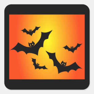 Sticker Carré Battes de Halloween de vol